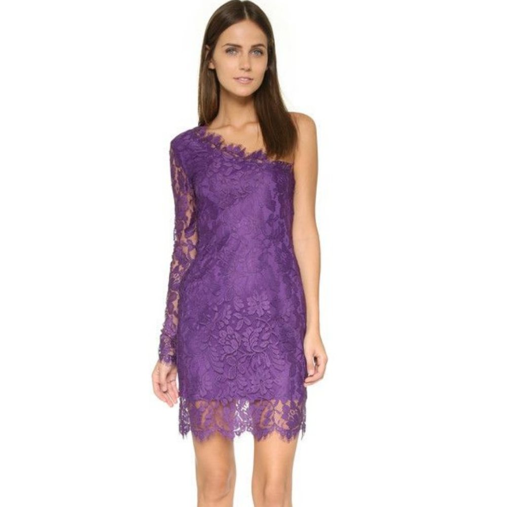 Pierre Balmain Purple Lace One Shoulder Dress